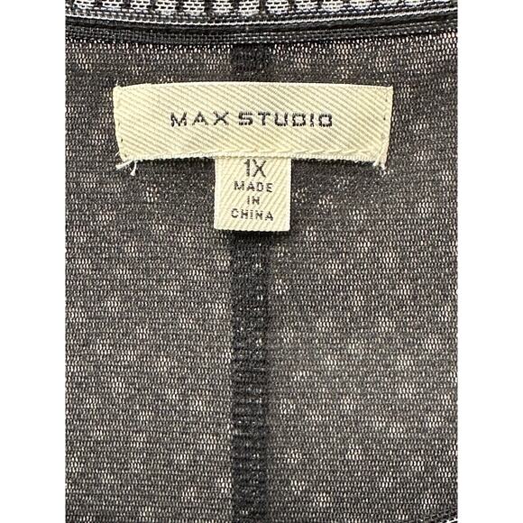 Max Studio Peasant Blouse Women's 1X Black W/ Gray Lightweight Spring - Picture 9 of 13